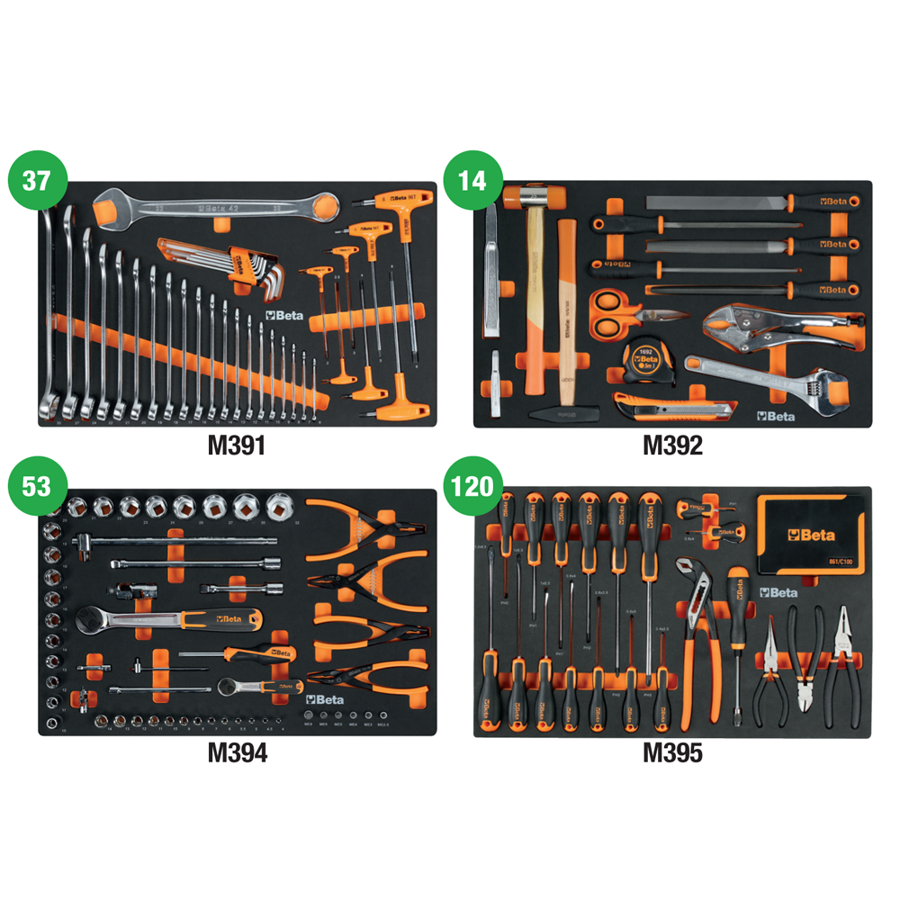 Carrello Beta completo 224 utensili (RSC24/7) - Arancio