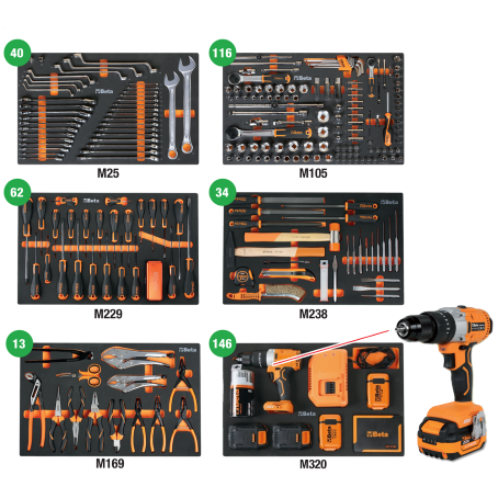 Carrello Beta completo 411 utensili (RSC24A/8) - Arancio