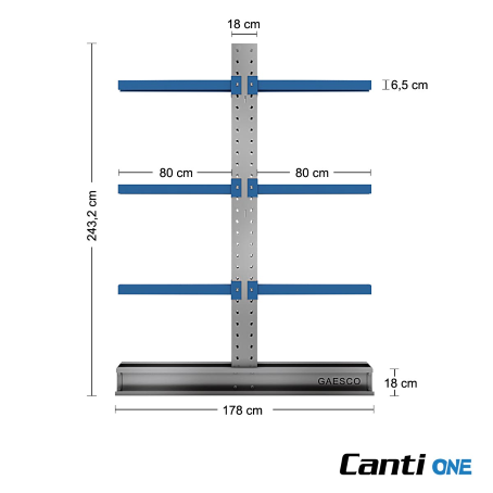 Cantilever da 5 colonne Bifronte con 30 bracci cm 80 / cm. L.620 x P. 80 x H.250