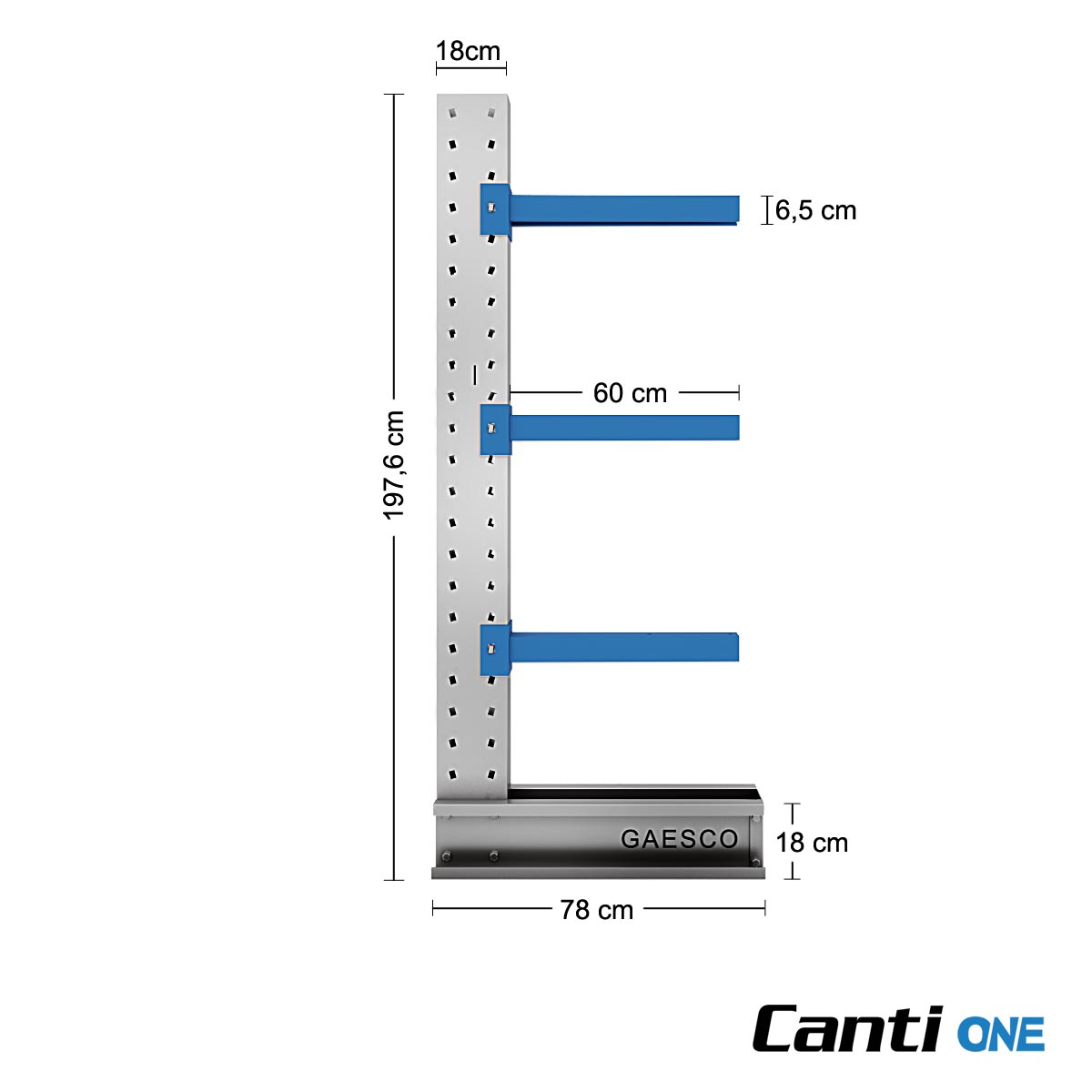 Cantilever da 5 colonne Monofronte con 15 bracci cm 60 / cm. L.420 x P. 60 x H.200