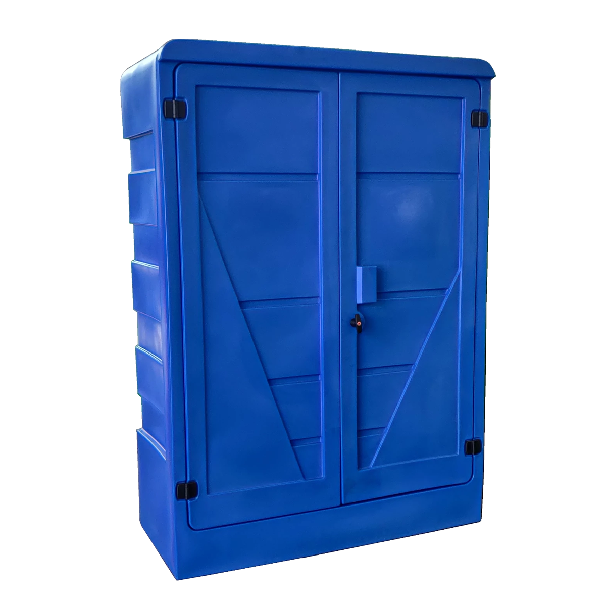 Armadio con vasca di raccolta e scaffale in plastica / cm. L.142xP.64xH.200