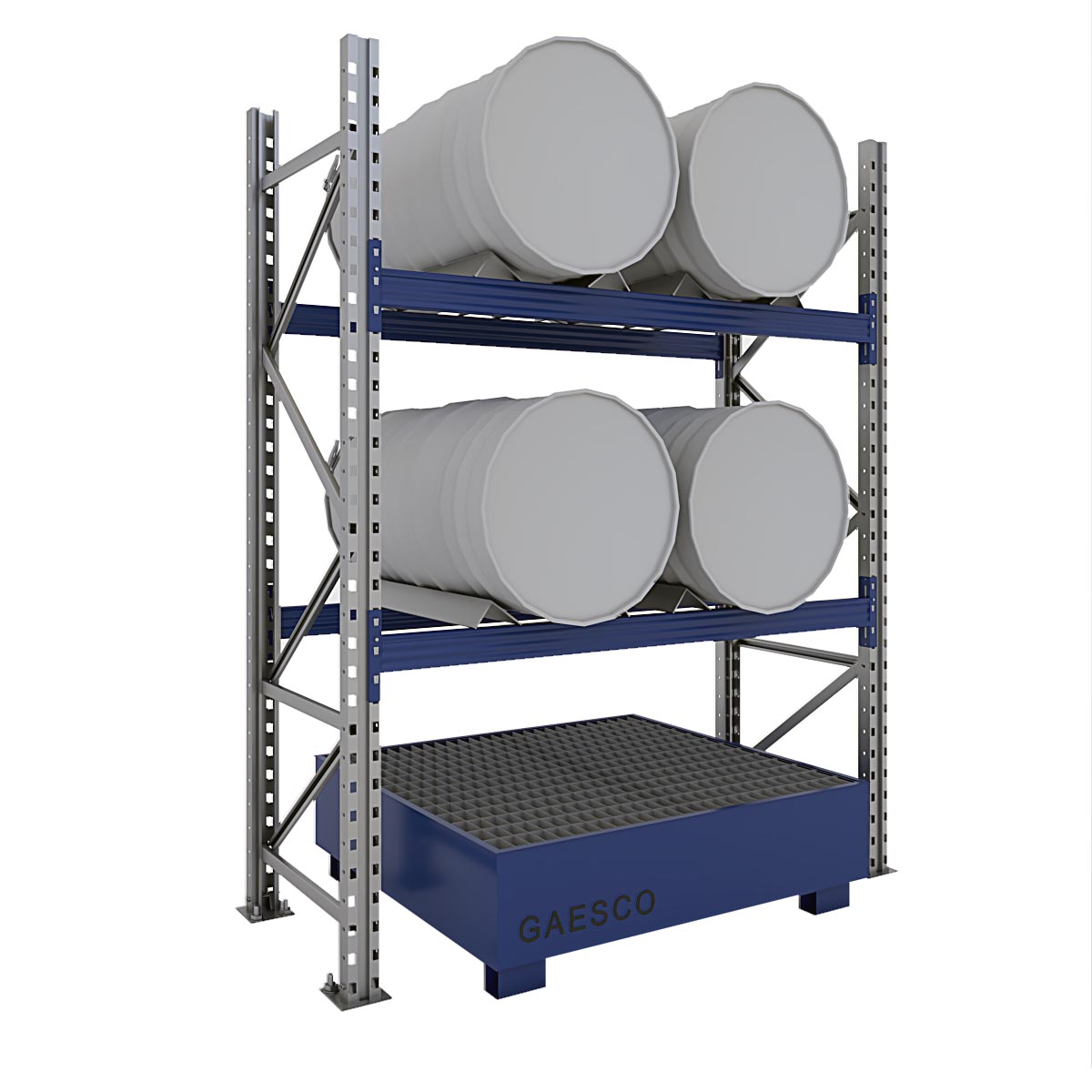 Scaffalatura per 4 fusti con vasca - GAESCO - / cm. L.180xP.80xH.250