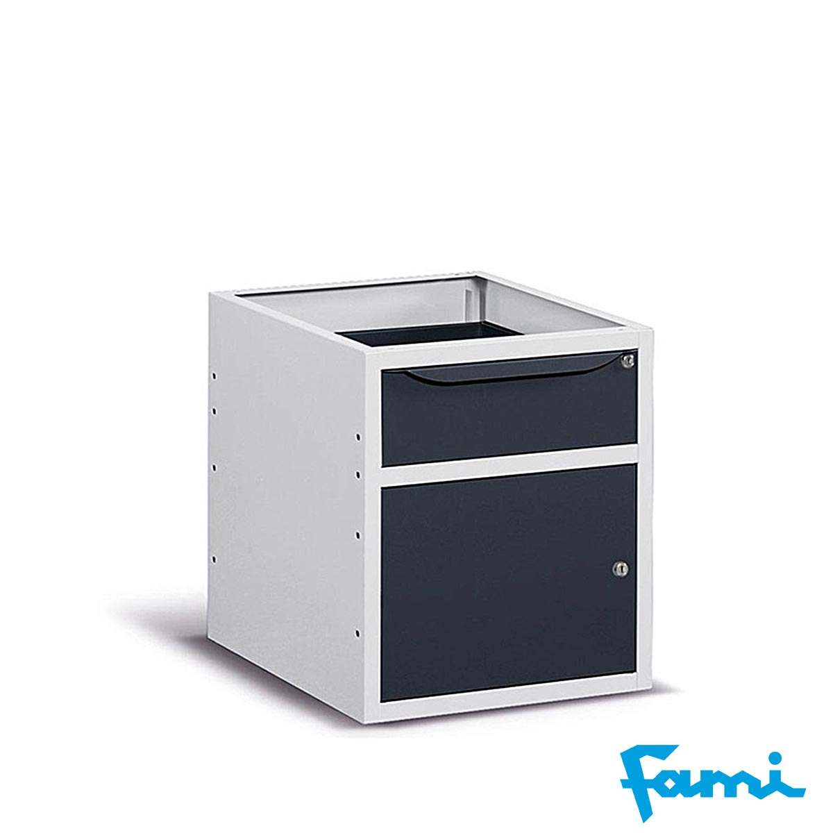 Cassettiera per banco da lavoro con 1 cassetto + 1 anta / cm. L.50xP.60,7xH.57 – FAMI
