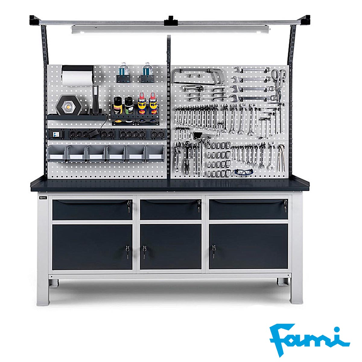 Cassettiera per banco da lavoro con 1 cassetto + 1 anta / cm. L.50xP.60,7xH.57 – FAMI