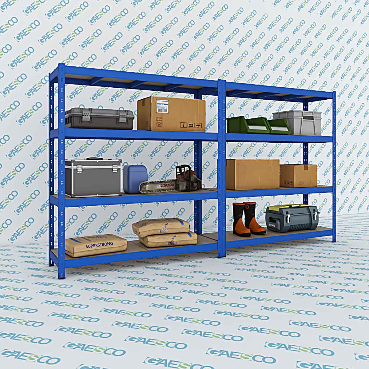 Scaffale in metallo 4 ripiani BLU L.210xP.70xH180 cm (KIT 2 pezzi Offerta)
