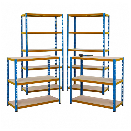 Kit Scaffale ad incastro cm. 90x40x180 / Arancio/Blu