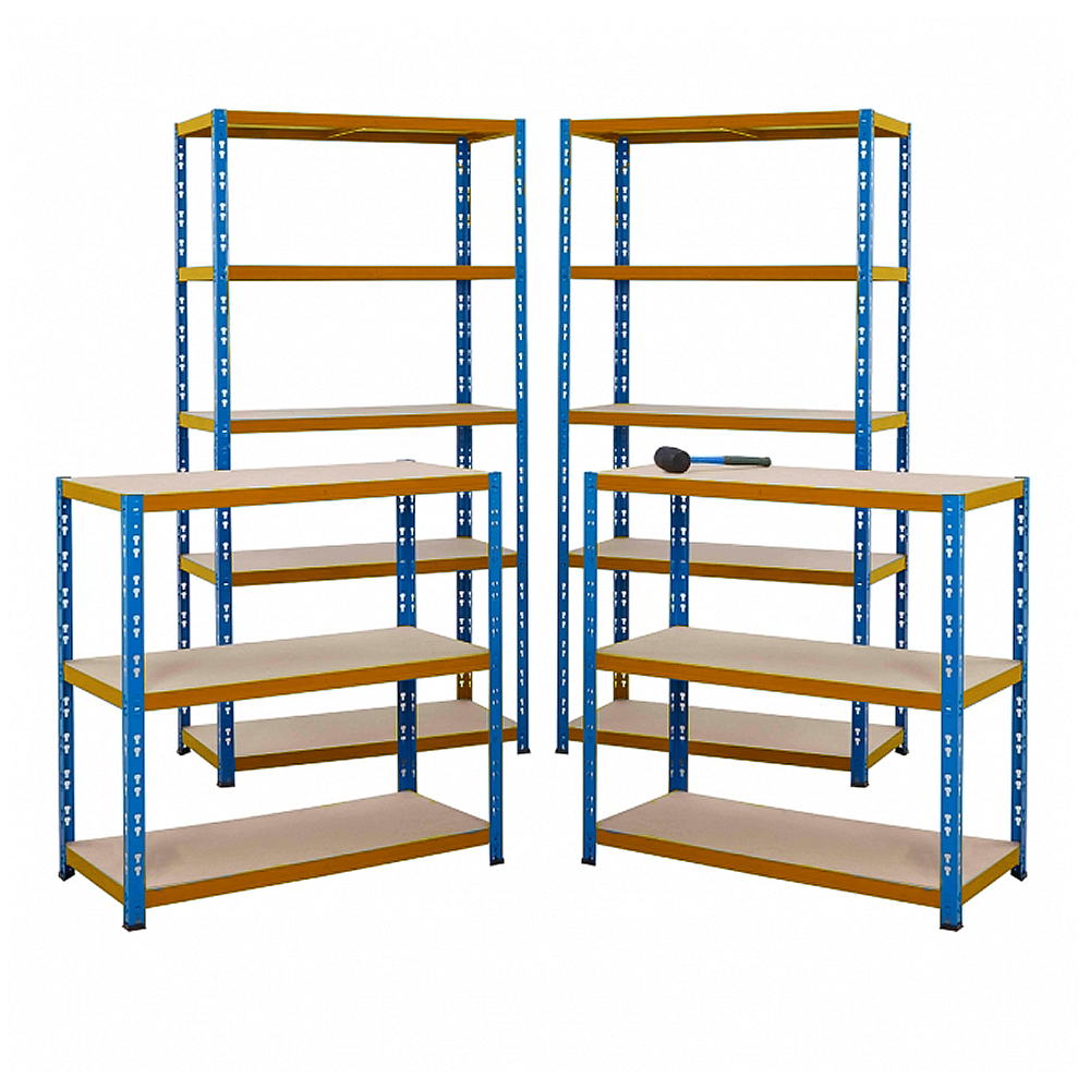 Kit Scaffale ad incastro cm. 90x40x180 / Arancio/Blu