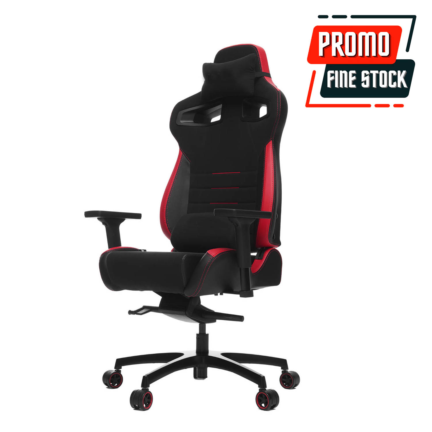 Poltrona Gaming VERTIGO: Reclinabile, Cuscino lombare, Poggiatesta H.131/137 - ROSSO