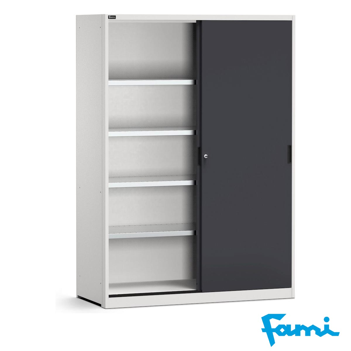 Armadio metallo ante scorrevoli / 4 Ripiani / cm.140x60x200h FAMI