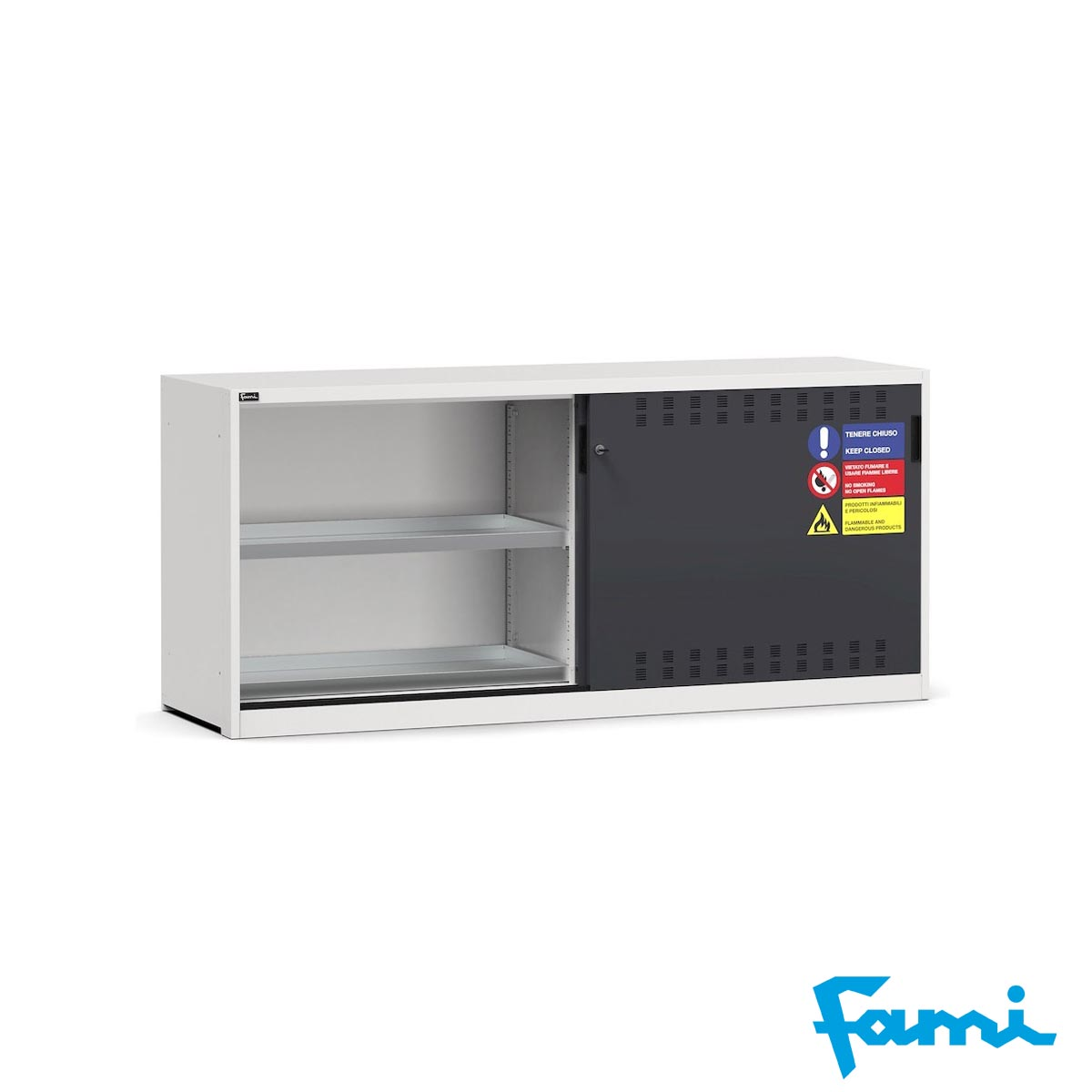 Armadietto basso ante scorrevoli / 4 Vasche / cm.200x60x90h FAMI