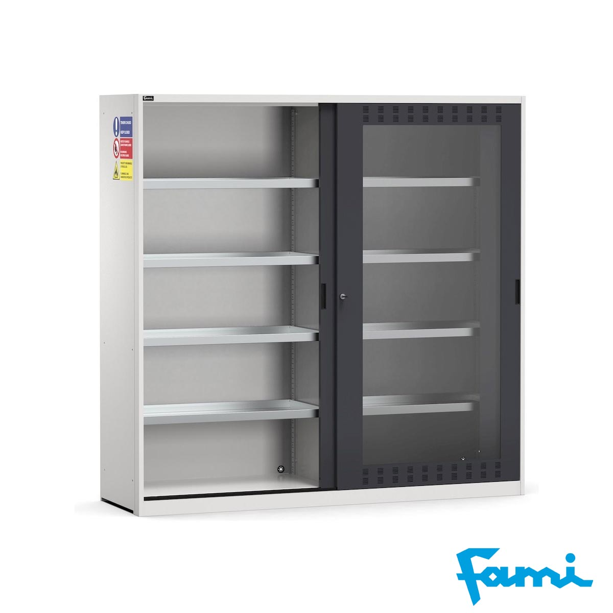 Armadio metallo ante scorrevoli Policarbonato / 8 vasche / cm.200x60x200h FAMI