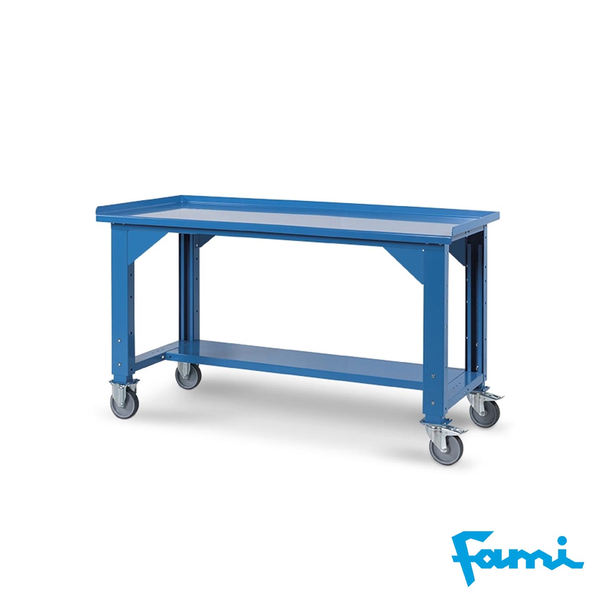 Banco da officina piano in acciaio+ruote (Alt.regolabile)/ cm. L.150xP.70xH.74/111 – IDEAONE06080