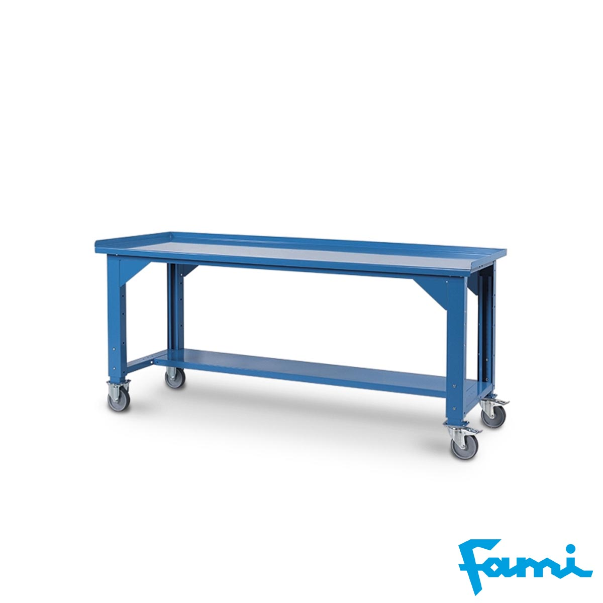 Banco da officina piano in acciaio+ruote (Alt.regolabile)/ cm. L.200xP.70xH.74/111 – IDEAONE06082