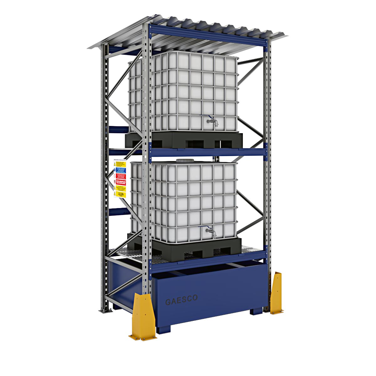 Scaffalatura per 2 Cisternette con tettoia per esterno – GAESCO – cm. L.170×P.120×H.360
