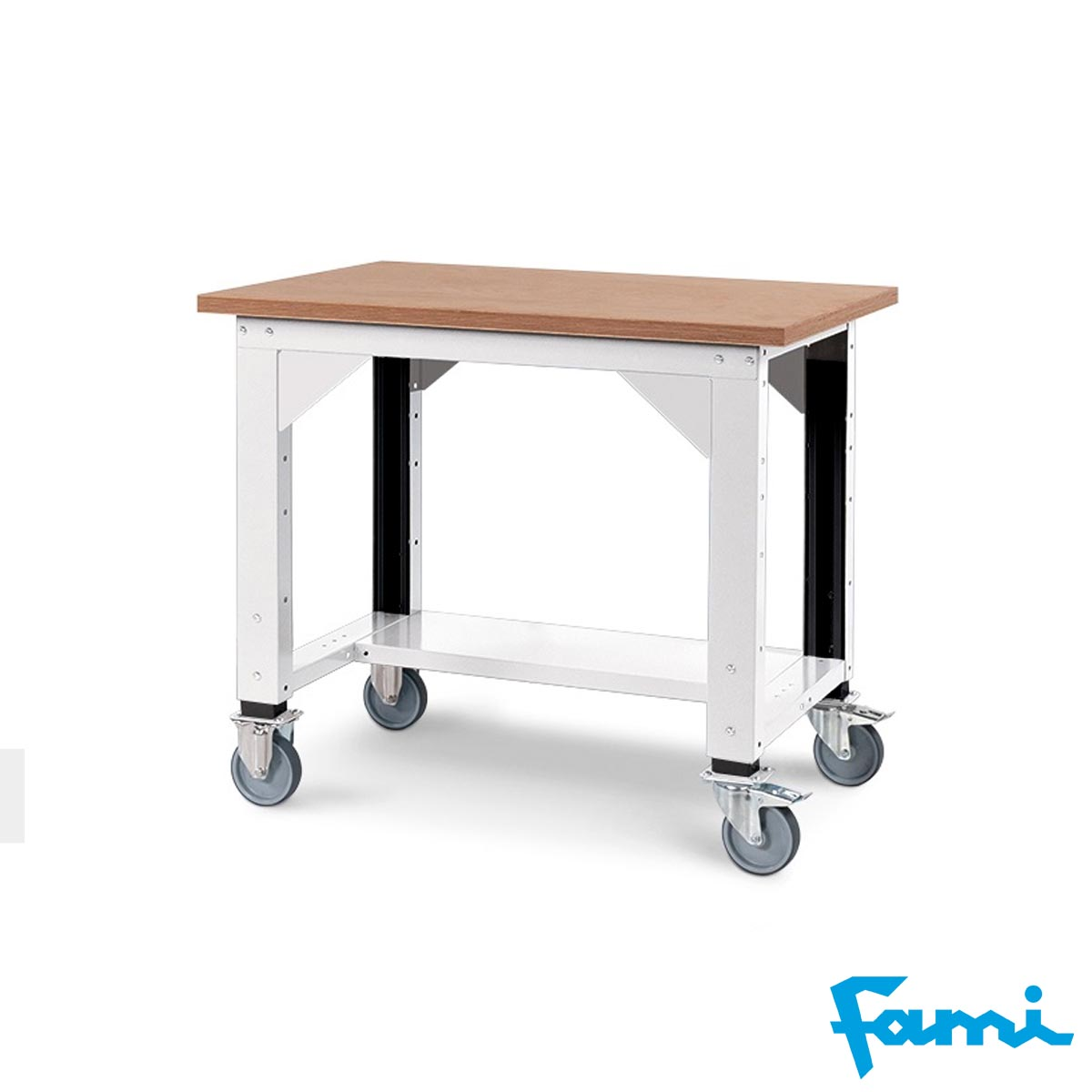 Banco da officina piano in legno+ruote (Alt.regolabile)/ cm. L.100xP.75xH.74/111 – IDEAONE05103