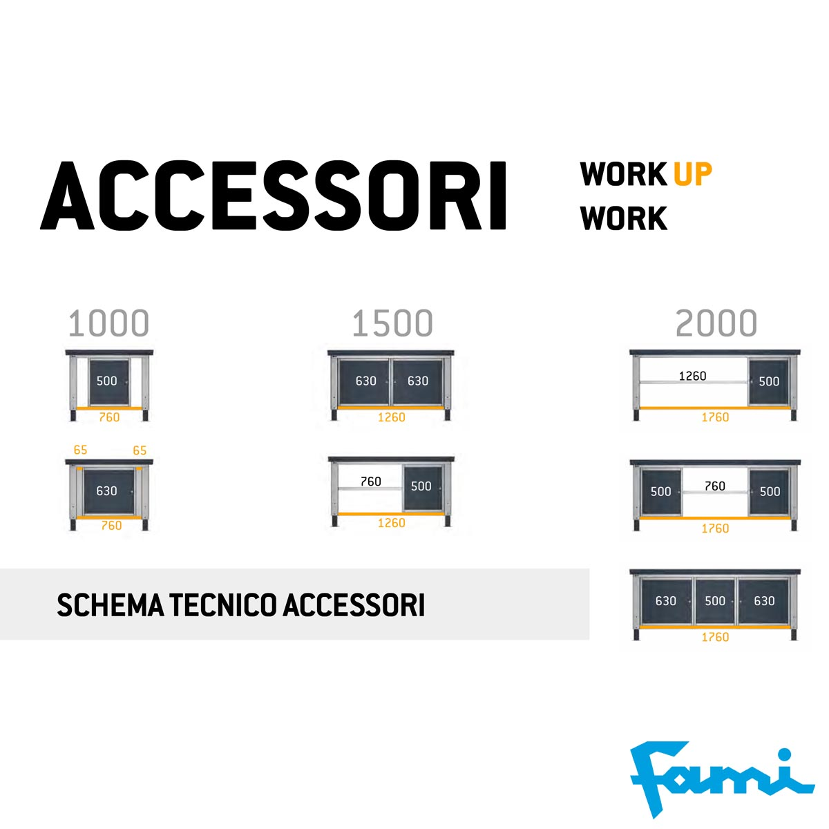 Banco da lavoro piano in legno H regolabile (GRIGIO) / cm. L.200xP.75xH.75/111 – FAMI IDEAONE05130