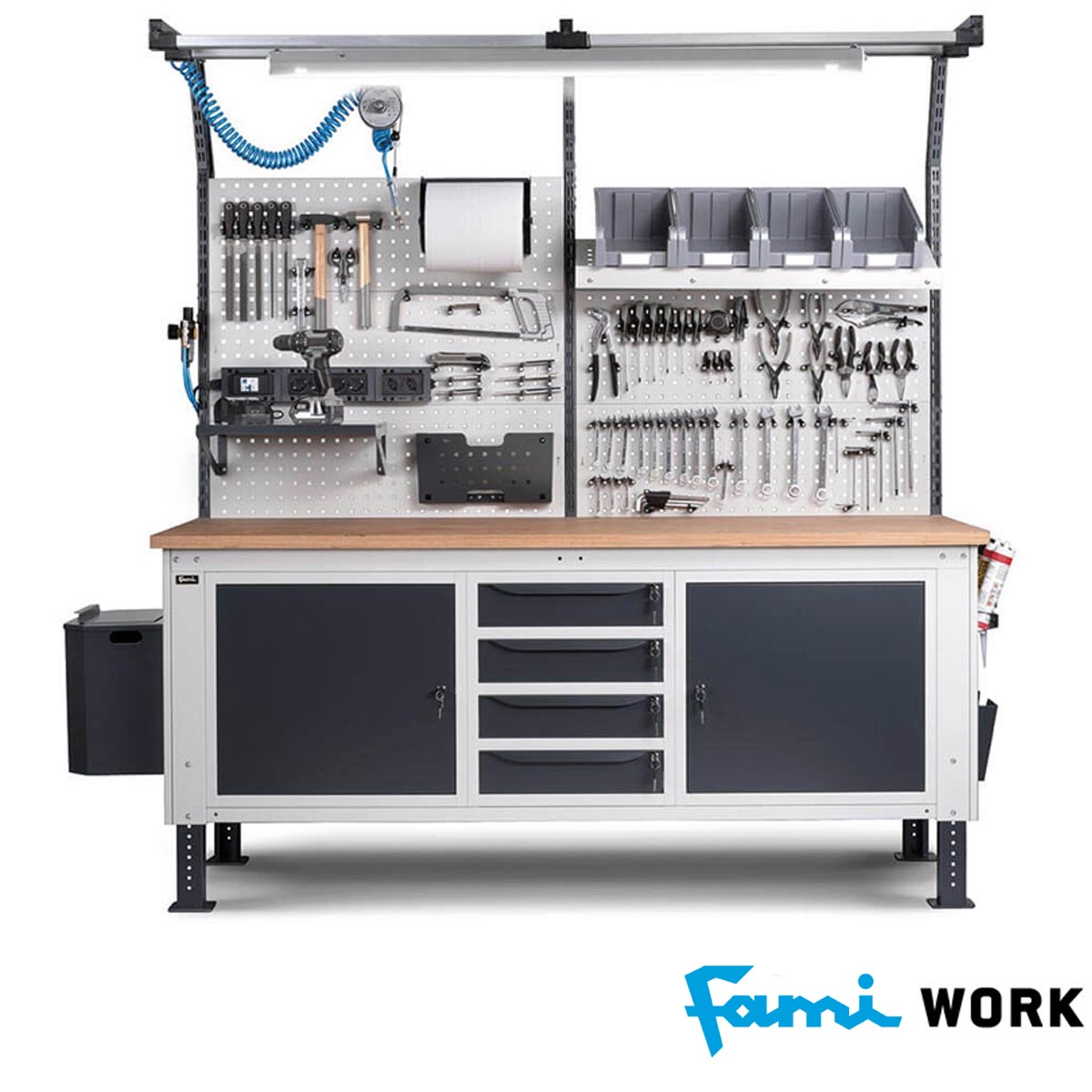 Banco lavoro piano in legno regolabile (GRIGIO)/cm. L.200xP.75xH.110 FAMI WORK2013