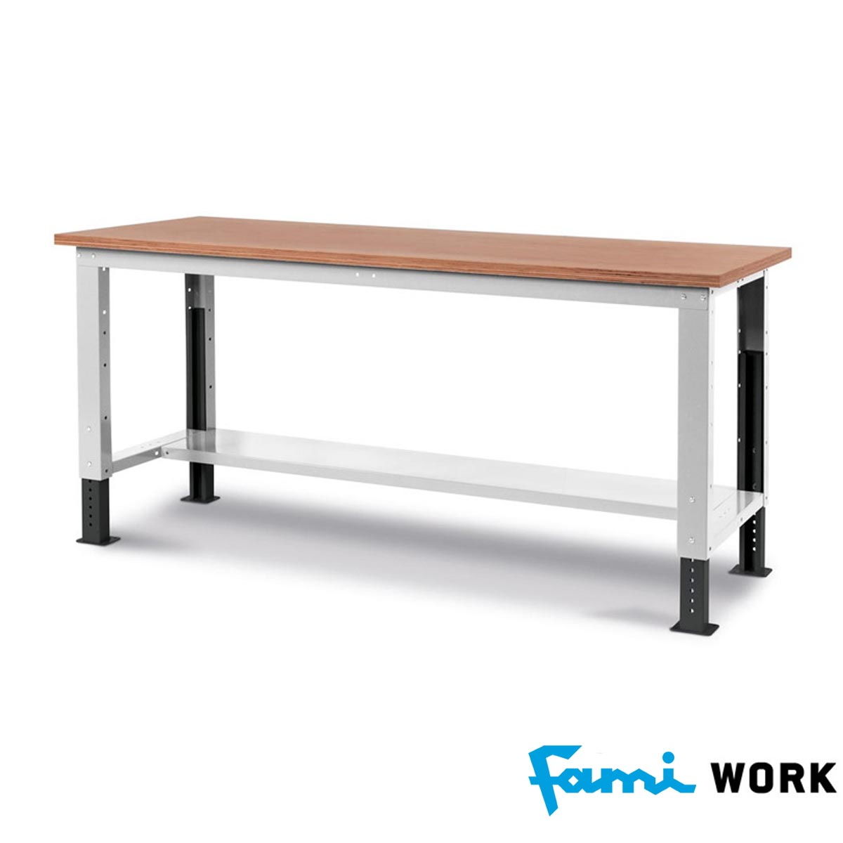 Banco lavoro piano in legno regolabile (GRIGIO)/cm. L.200xP.75xH.110 FAMI WORK2013