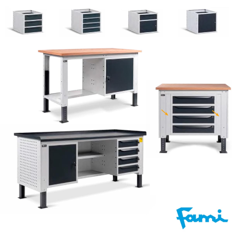Banco da lavoro piano in legno H regolabile (GRIGIO) / cm. L.100xP.75xH.75/111 – FAMI IDEAONE05128