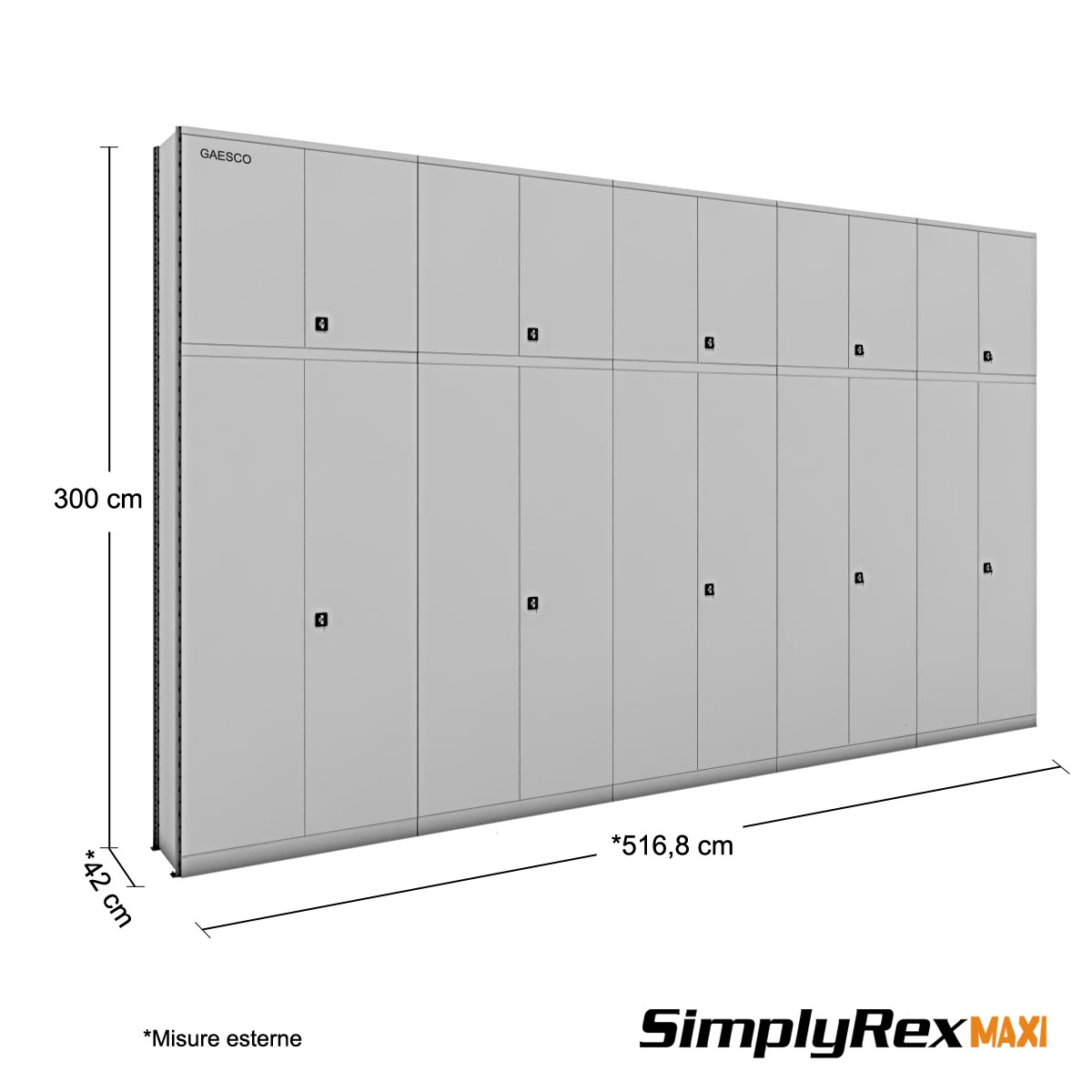 Scaffalatura ufficio per 385 Faldoni (8 Rip.) - cm. L.500xP.40xH.300