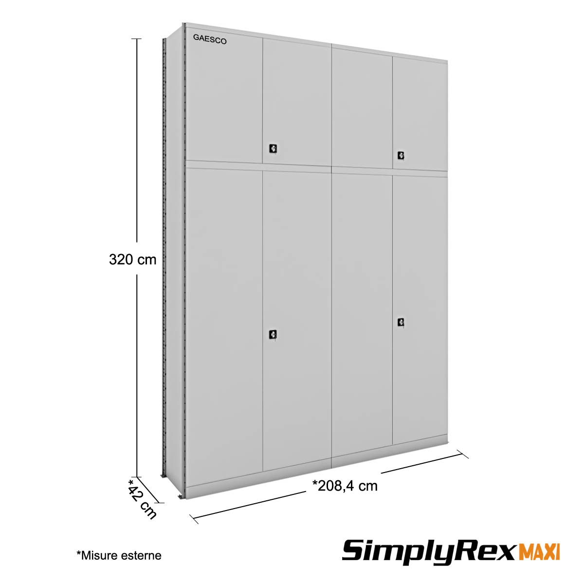 Scaffalatura ufficio per 154 Faldoni (8 Rip.) - cm. L.200xP.40xH.320