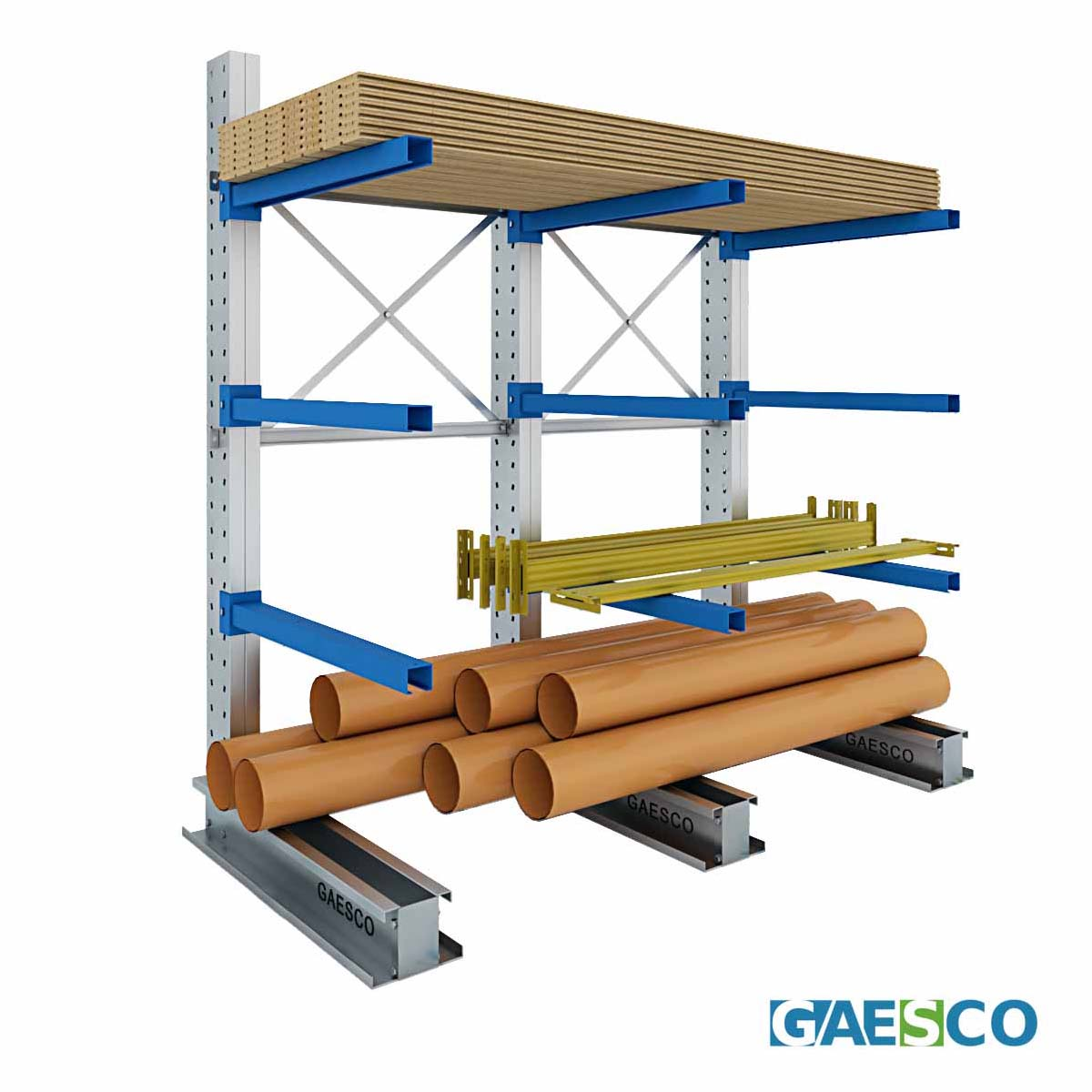 Cantilever da 3 colonne Monofronte con 9 bracci cm 100 / cm. L.220 x P. 100 x H.250