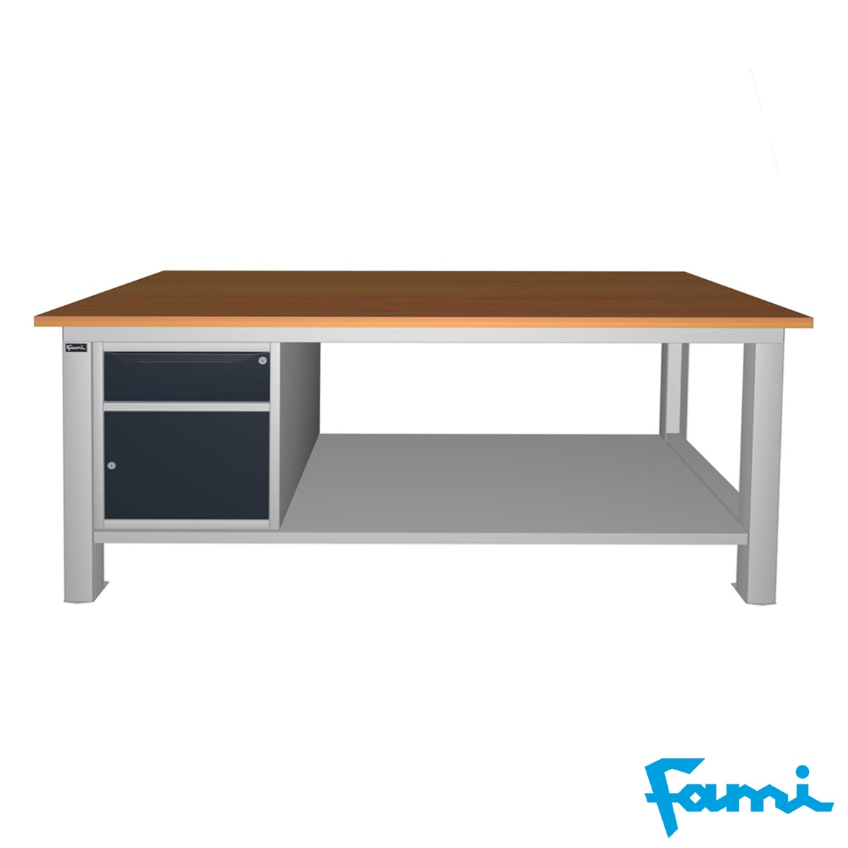 Banco da lavoro piano in legno (GRIGIO) / cm. L.200xP.75xH.90 – CST56GR