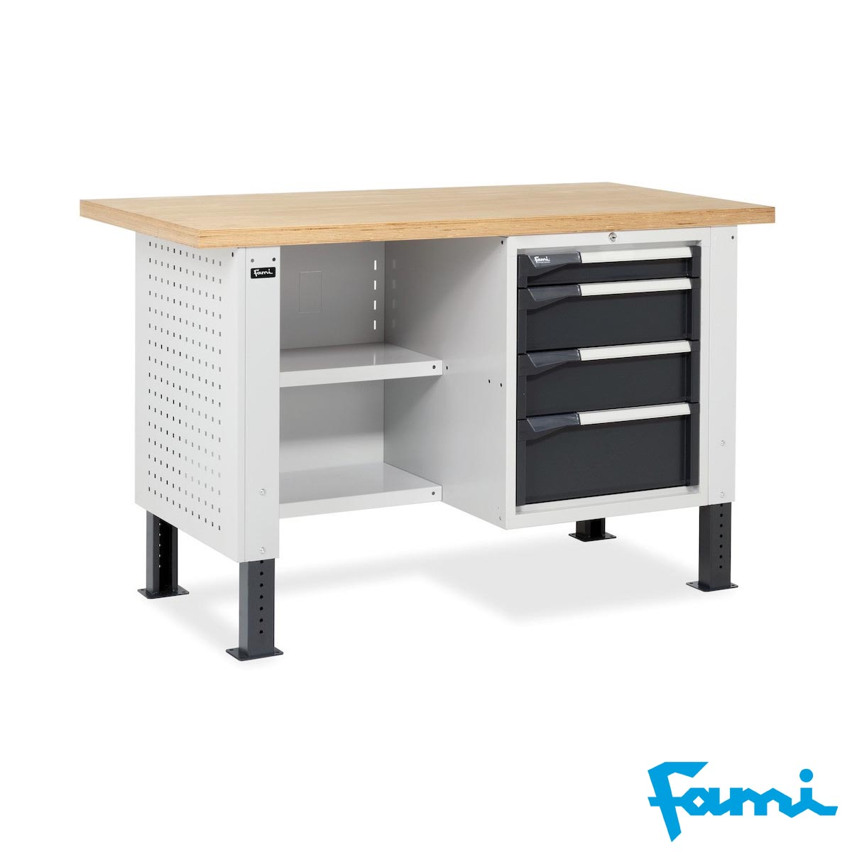 Banco da lavoro piano in legno H regolabile (GRIGIO) / cm. L.150xP.75xH.74/111,5 – FAMI MASTERBR1501