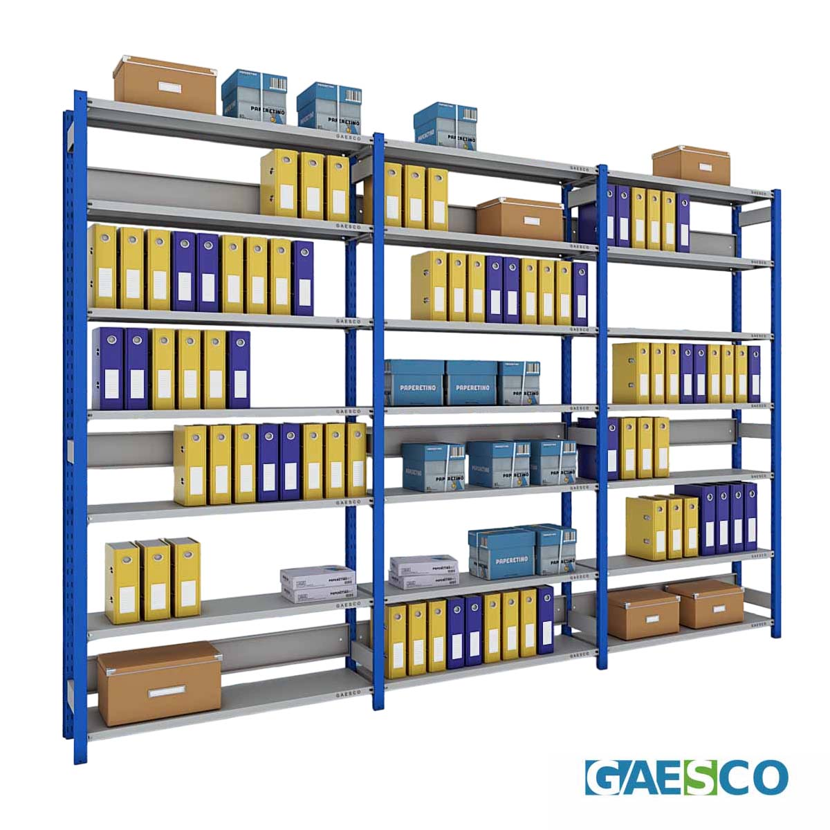 Scaffale ufficio 294 Faldoni - Shelf One - cm. L.370xP.40xH.250 (7 Ripiani)