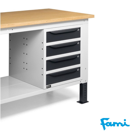 Banco da lavoro piano in legno H regolabile (GRIGIO) / cm. L.150xP.75xH.167,5/205 – FAMI WORK1529