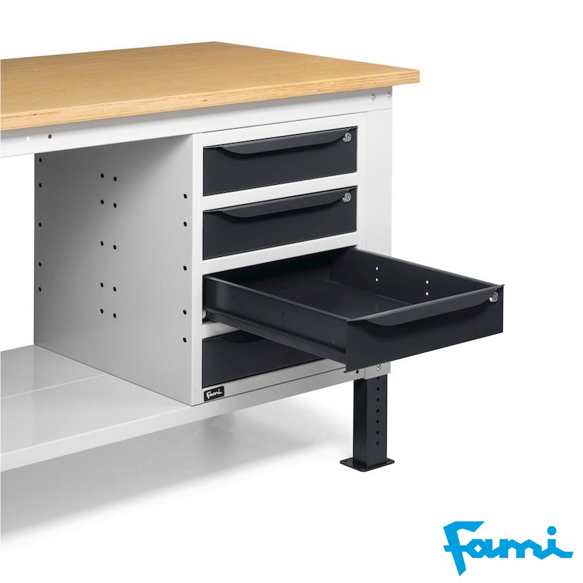Banco da lavoro piano in legno H regolabile (GRIGIO) / cm. L.150xP.75xH.167,5/205 – FAMI WORK1529