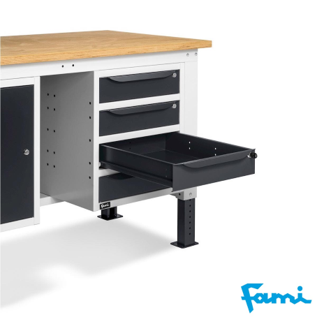 Banco da lavoro piano in legno H regolabile (GRIGIO) / cm. L.150xP.75xH.167,5/205 – FAMI WORK1531