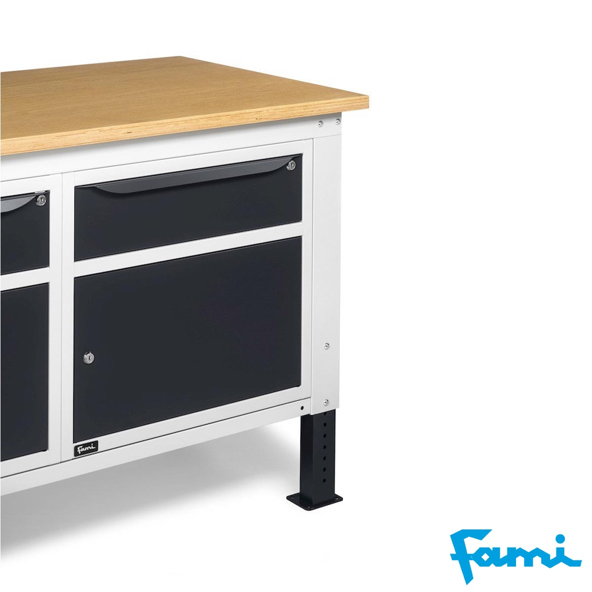 Banco da lavoro piano in legno H regolabile (Grigio) / cm. L.150xP.75xH.167,5/205 – FAMI WORK1532
