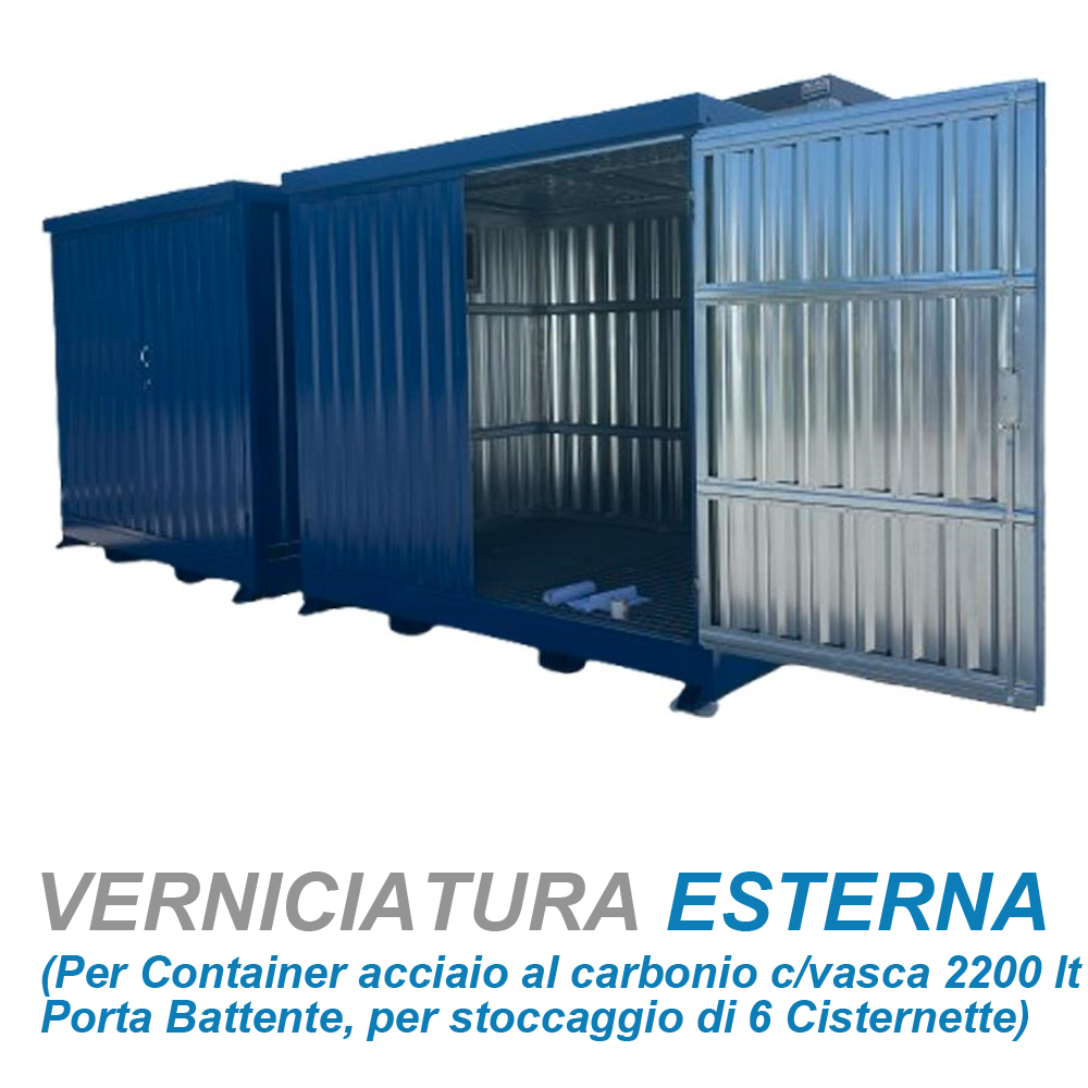 Verniciatura esterna per Container c/vasca 2200 lt. Porta Batt. Stocc. 6 Cisternette