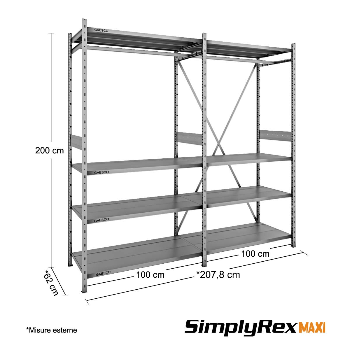 Scaffalatura capo appeso – SimplyRex – L.200xP.60xH.200 cm