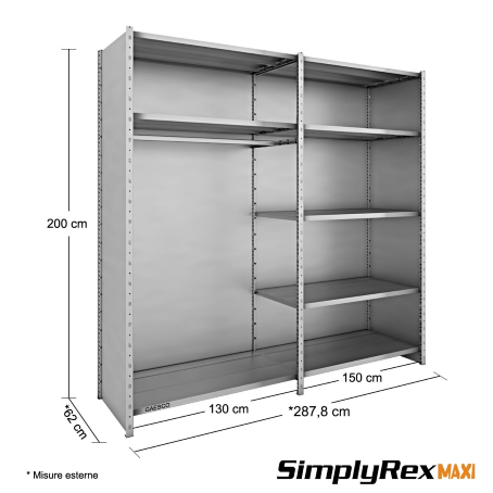 Scaffalatura capo appeso – SimplyRex – L.280xP.60xH.200 cm