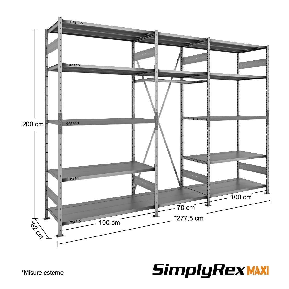 Scaffalatura capo appeso – SimplyRex – L.270xP.60xH.200 cm