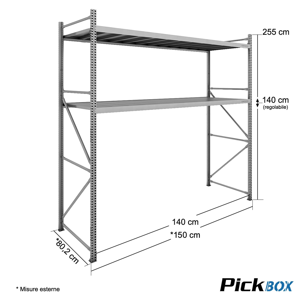 Scaffale PickBox / cm. L.140xP.80xH.255 (290 kg.)
