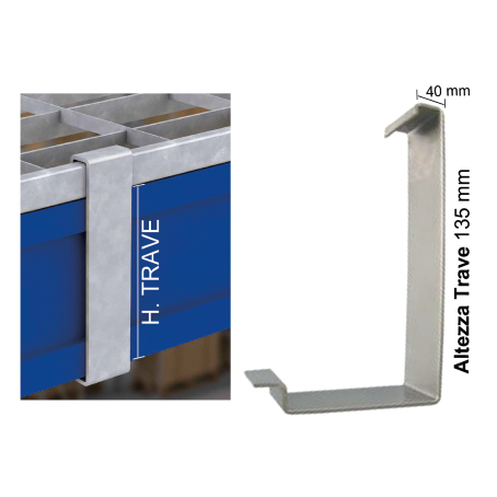 Clip di fissaggio ripiani in grigliato STEELGRID / Costa 40mm