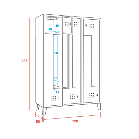 Armadio spogliatoio classico 6 Posti anta L / cm.120x50x195H / SALVASPAZIO