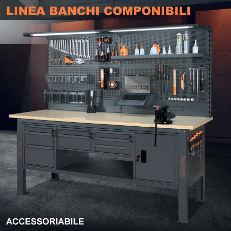 Banco Lavoro Beta C58BC-X2,1 8CA/A Antracite Inox | 2,1 mt | Gaesco