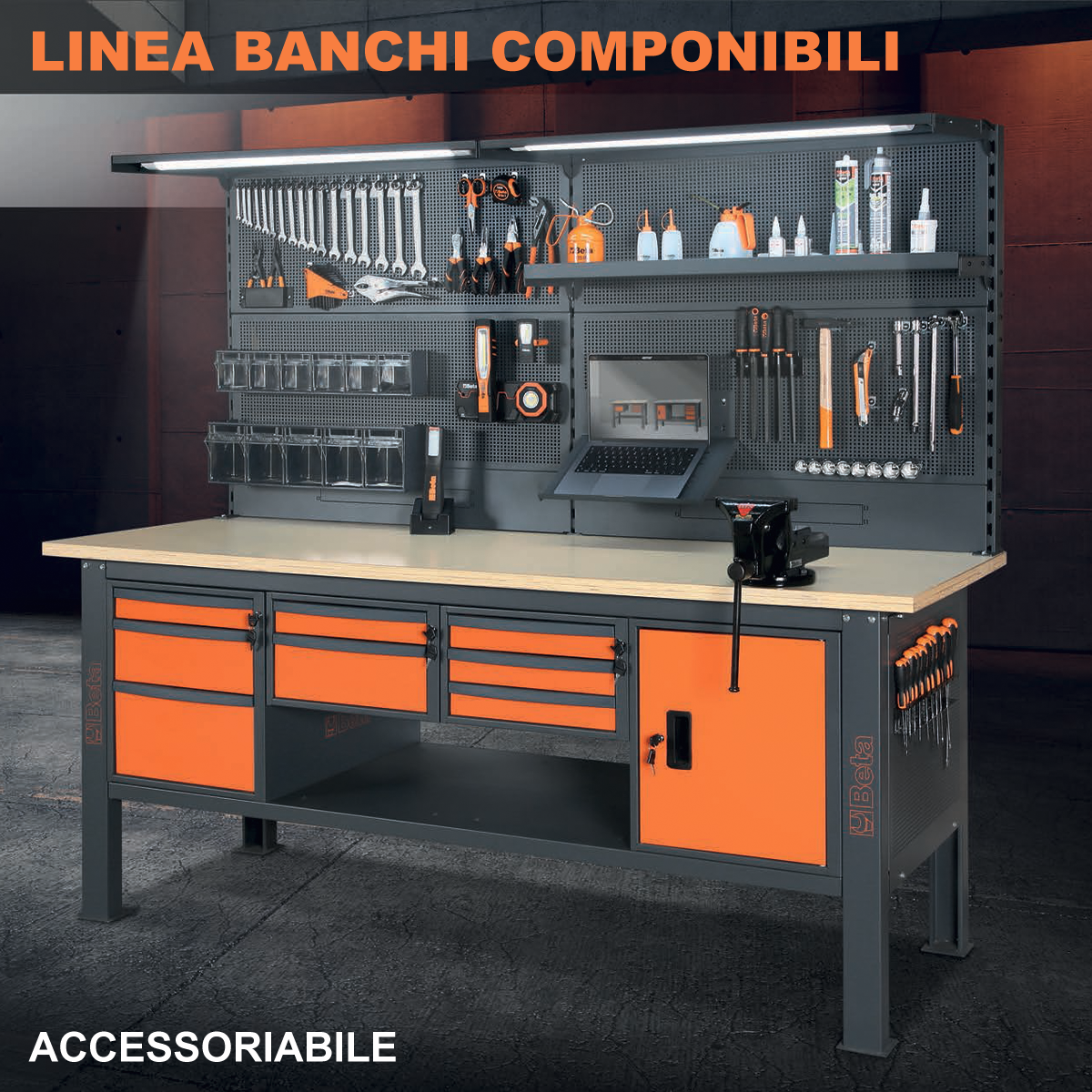 Banco Lavoro Beta C58BC-W2,1 4C/O Arancio | 2,1 mt | Gaesco