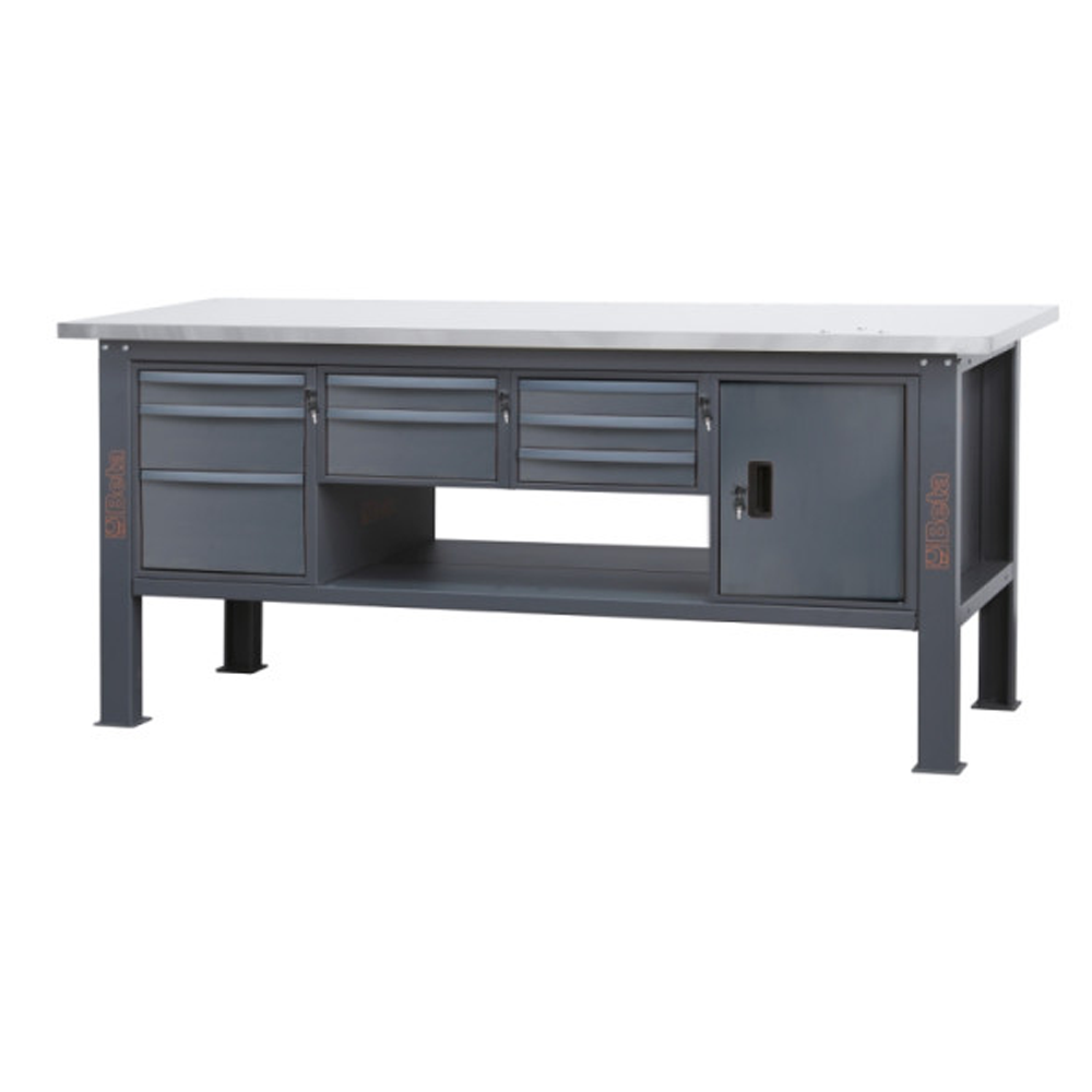 Banco Lavoro Beta C58BC-X2,1 8CA/A Antracite Inox | 2,1 mt | Gaesco
