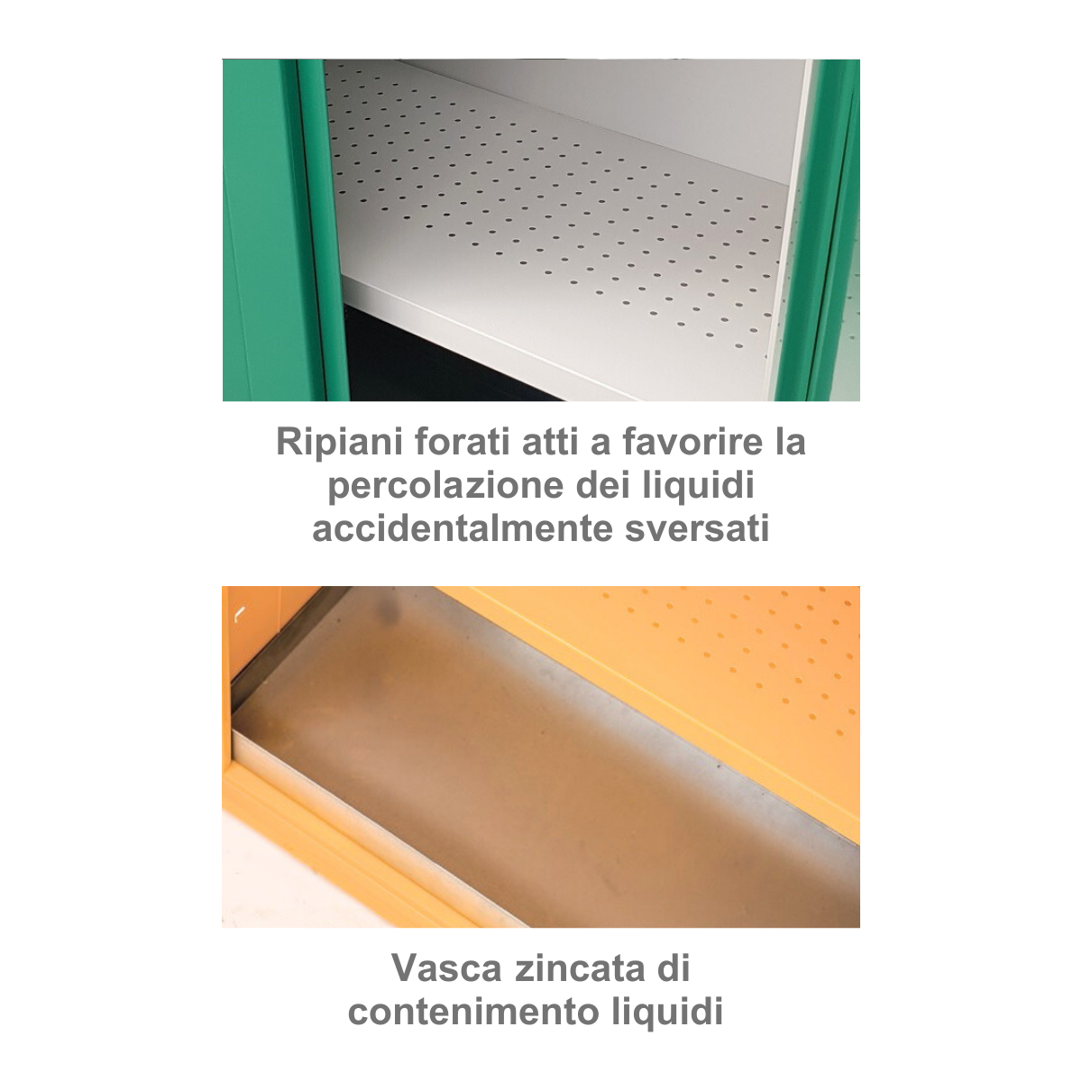 Armadio Sostanze Pericolose 60x180 cm | 1 Anta e Vasca | Gaesco