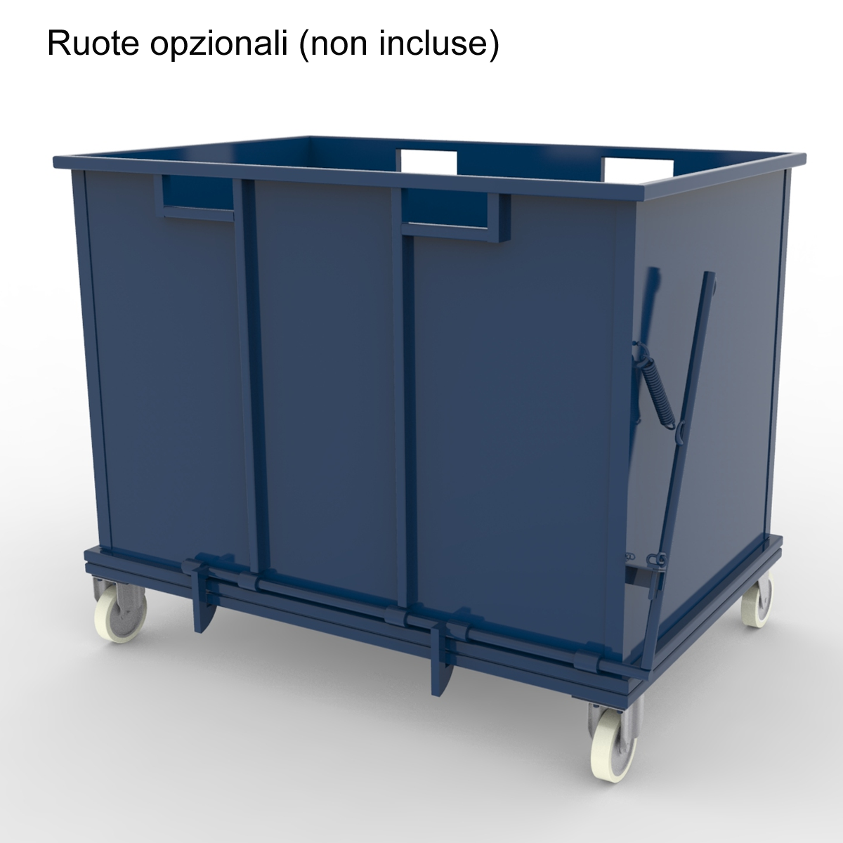 Contenitore a Fondo Apribile 1,5 m³ in Acciaio per Rifiuti e Rottami Blu