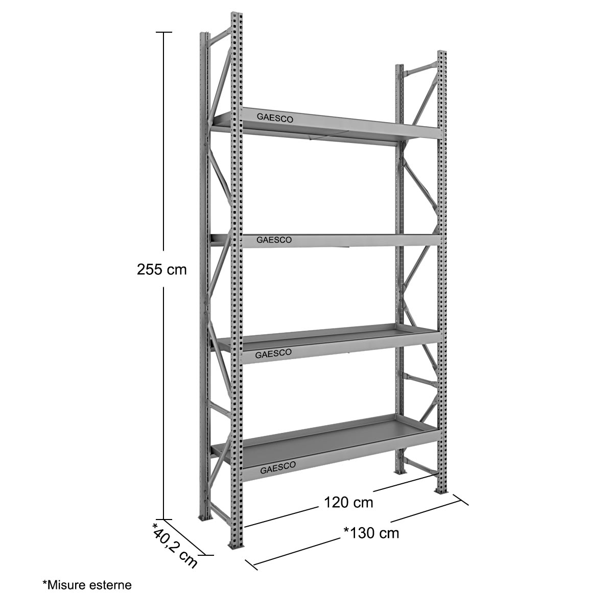 Scaffale PICK50 130x40x255 | 4 Vasche Zincate 30/10