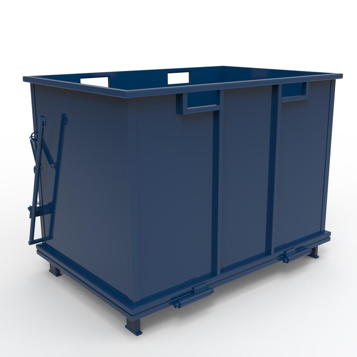 Contenitore a Fondo Apribile 2 m³ in Acciaio per Rifiuti e Rottami Blu
