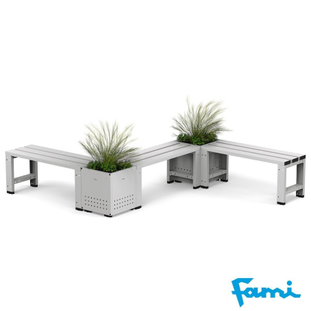 Panca Spogliatoio FAMI 3 Doghe Acciaio Grigio Chiaro RAL 7035 - L1500