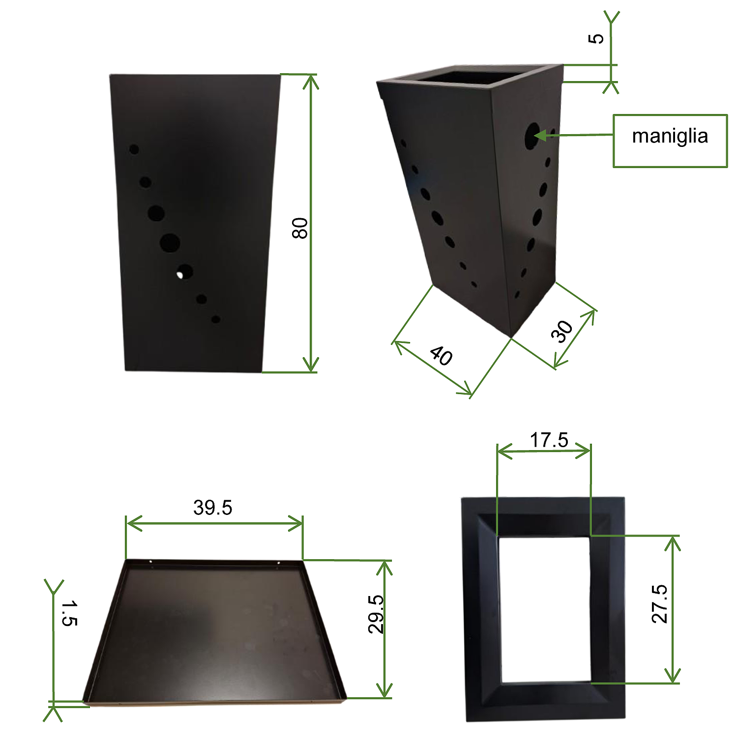 Contenitore Eco Easy in metallo Lt.100 / cm. 40x30 H.80