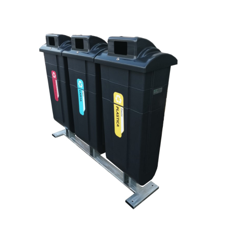 Mini isola c/asola rid. e blocca cop. / basamento zinc. / 3 cont. da Lt. 90 / Adesivi alto Tac